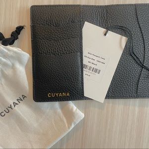 Cuyana Black Pebble Leather Passport Holder Travel Wallet *NWT*
